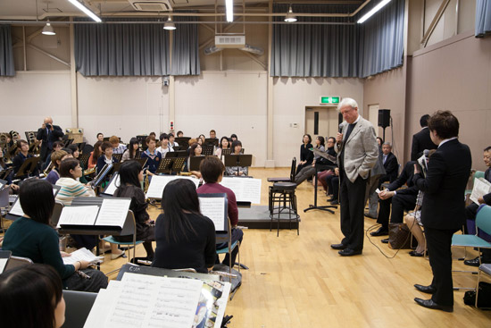 Addressing students at the Senzoku Gakuen College of Music